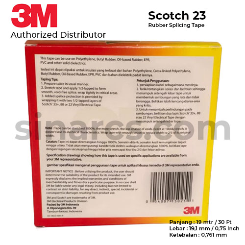3M Isolasi Listrik Scotch Tape 23 Rubber Splicing 3/4 in x 30 ft